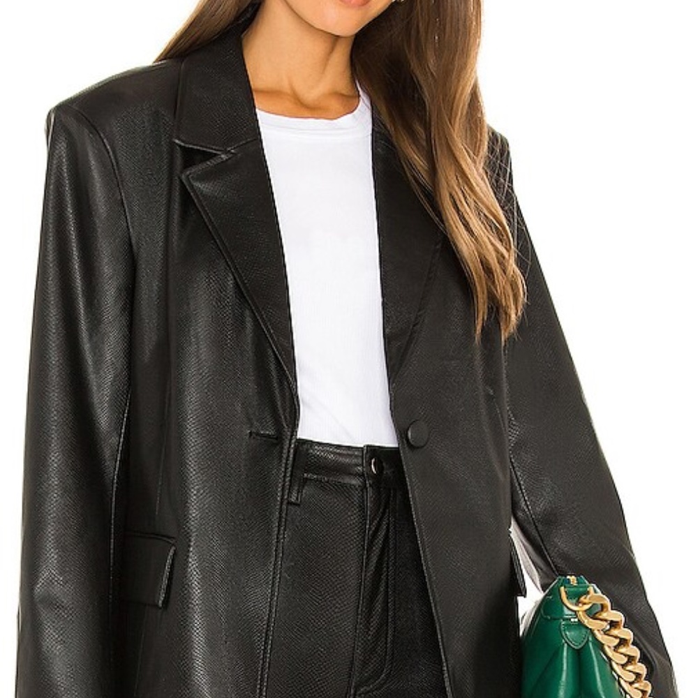 Danielle Bernstein WeWoreWhat Embossed Croc Fall Blazer Black Size X-Small
